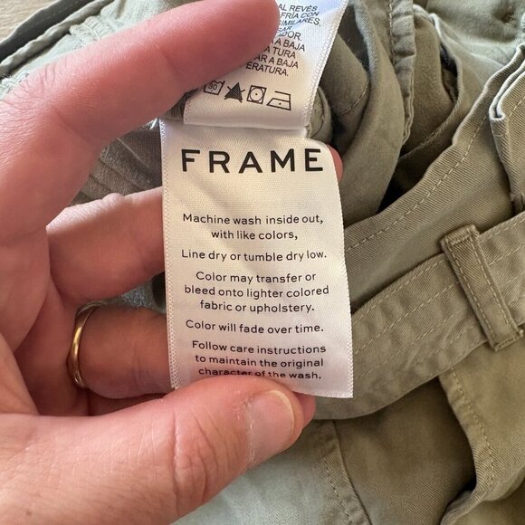 Frame Safari Belted Shorts Women's 27 Olive Green High Rise Utility Cuffed - Picture 5 of 10